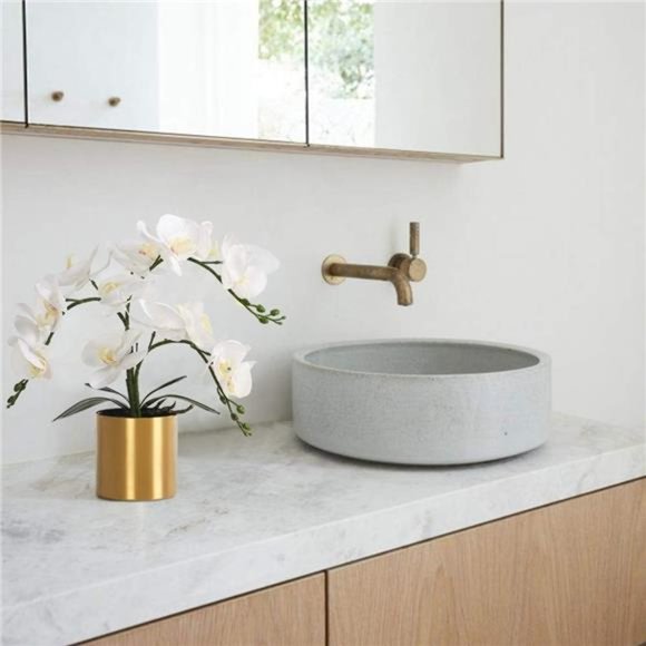 Artificial Orchid Flower with Vase, White Orchid Bonsai Faux Orchid Phalaenopsis - Picture 6 of 6